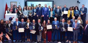 Cérémonie de remises du label RSE à des entreprises présidée par MM. Chakib ALJ et Mehdi TAZI, Président et Vice-Président de la Confédération, Mme Saadia SLAOUI BENNANI, Présidente de la Commission RSE et Diversité