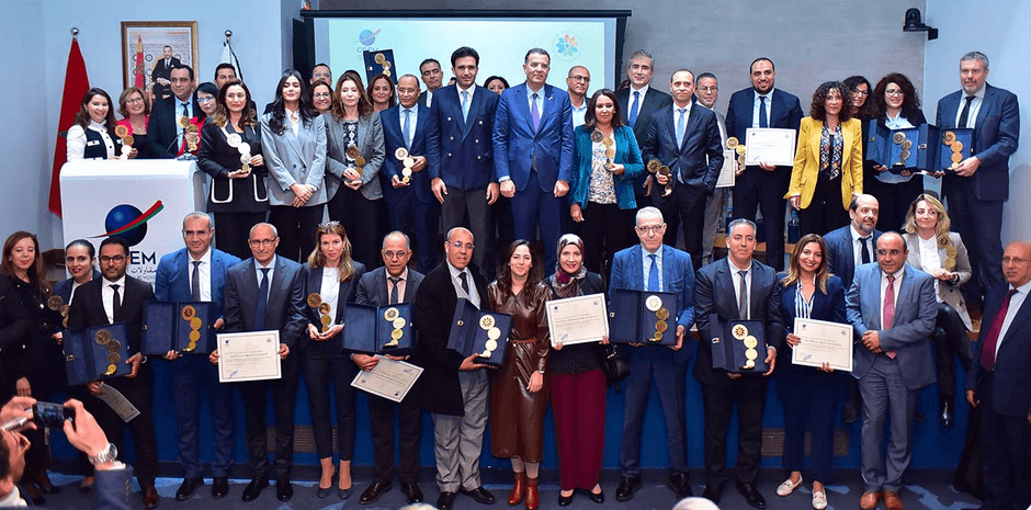 Cérémonie de remises du label RSE à des entreprises présidée par MM. Chakib ALJ et Mehdi TAZI, Président et Vice-Président de la Confédération, Mme Saadia SLAOUI BENNANI, Présidente de la Commission RSE et Diversité